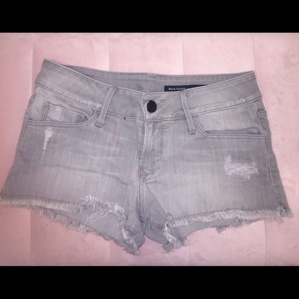 Black Orchid Gray Denim Lola Cut Off Shorts